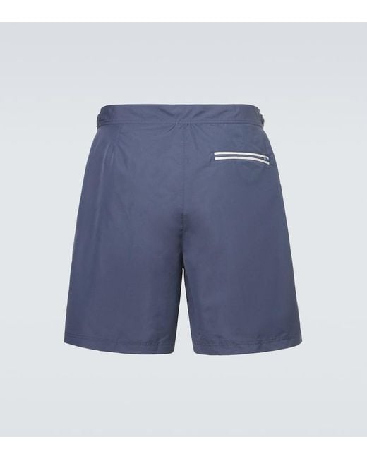Brunello Cucinelli Blue Logo Swim Trunks for men
