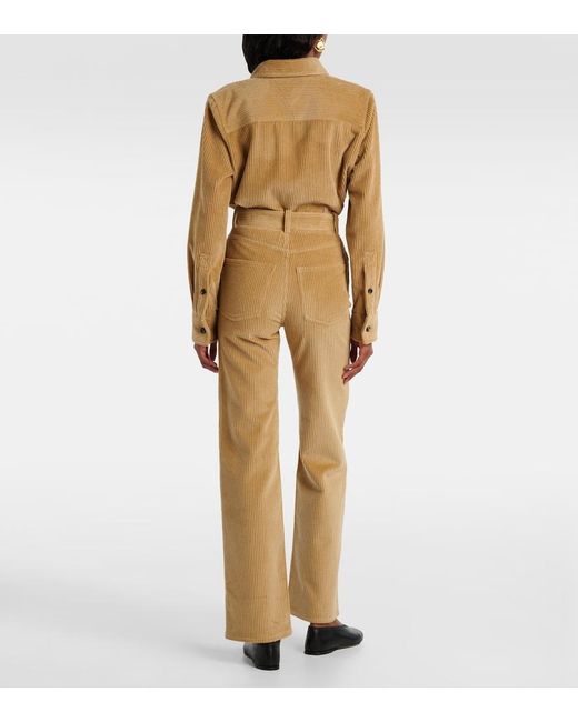 Bottega Veneta Natural Cotton Corduroy Flared Pants