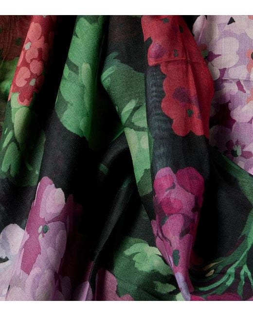 Carolina Herrera Green Floral Scarf