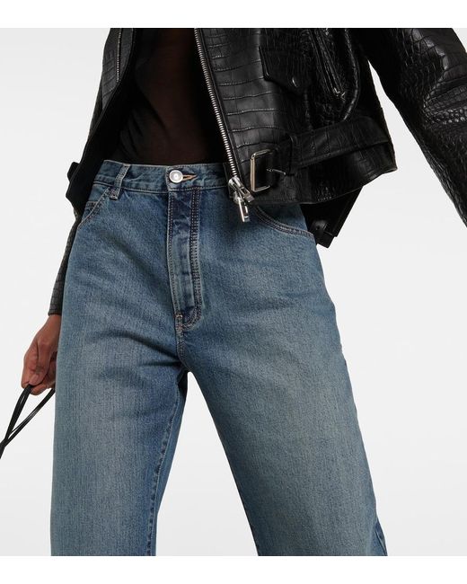 Alaïa Blue Lover Low-Rise Straight Jeans