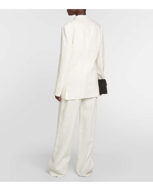 The Row White Enza Oversized Linen Blazer
