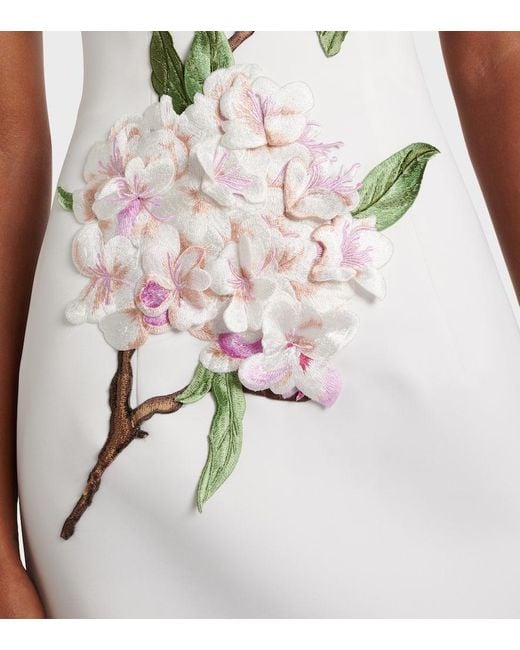 LEO LIN White Rayna Floral-Applique Bustier Dress