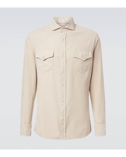 Camicia di Brunello Cucinelli in Natural da Uomo