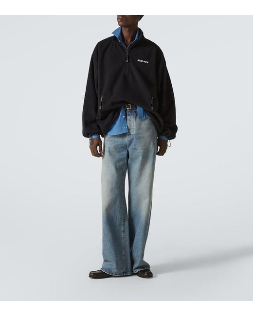 Jersey De Forro Polar Con Cremallera Miu Miu de hombre de color Black