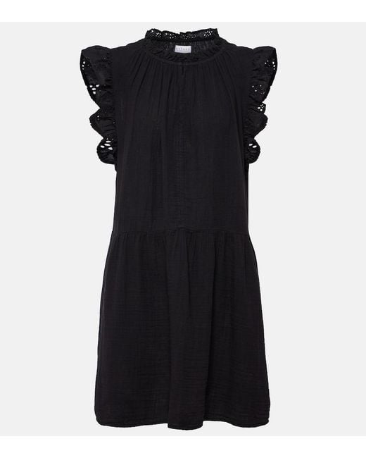 Velvet Black Grace Lace-Trimmed Cotton Minidress