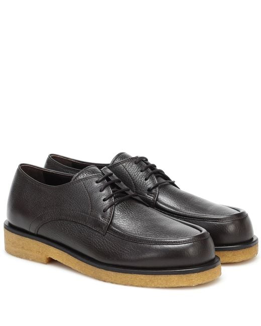The Row Black Honore Leather Derby Shoes