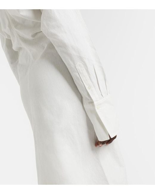 Totême  White Cotton And Linen Shirt Dress