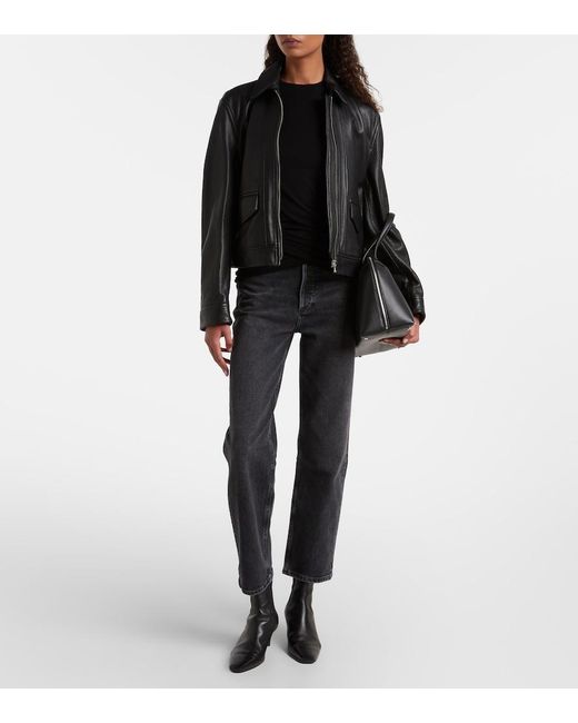 Agolde Black 90's Pinch Waist Crop Straight Jeans