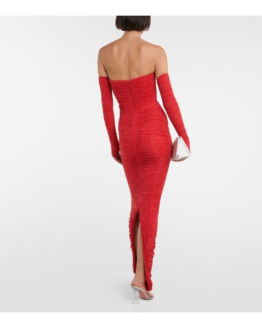 Alex Perry Red Verzierte Robe Hyland Aus Jersey