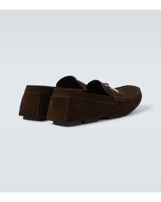 Dolce & Gabbana Brown Suede Loafers for men