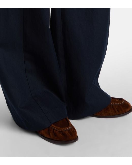 Nili Lotan Blue Reed Cotton And Linen Flared Pants