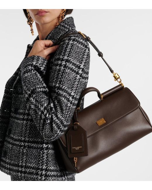 Dolce & Gabbana Black My Sicily Medium Leather Tote Bag