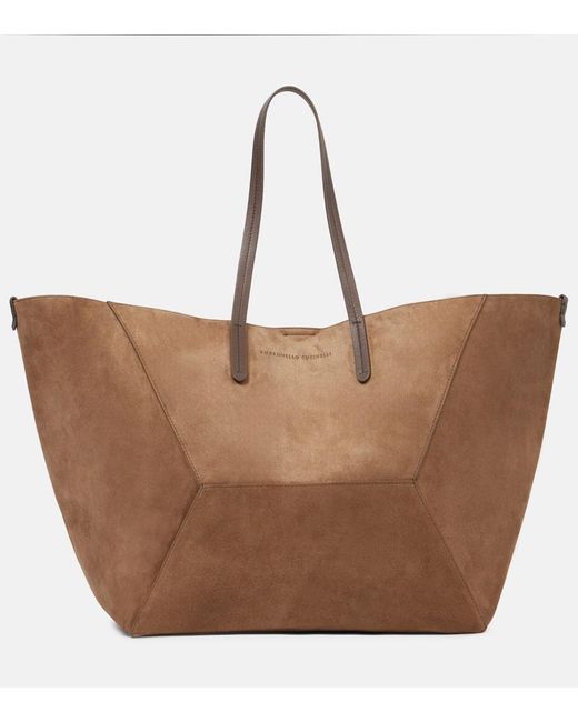 Brunello Cucinelli Brown Bc Duo Large Suede Tote Bag