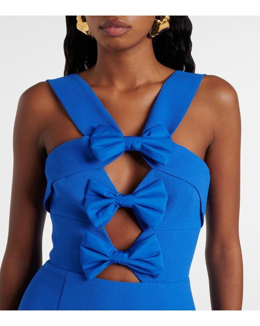 Rebecca Vallance Blue Antonella Bow-Detail Taffeta Minidress