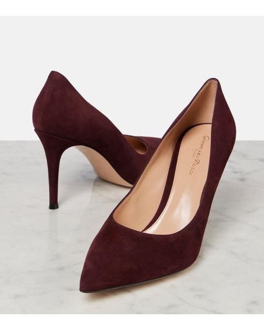 Gianvito Rossi Purple Gianvito 85 Suede Pumps