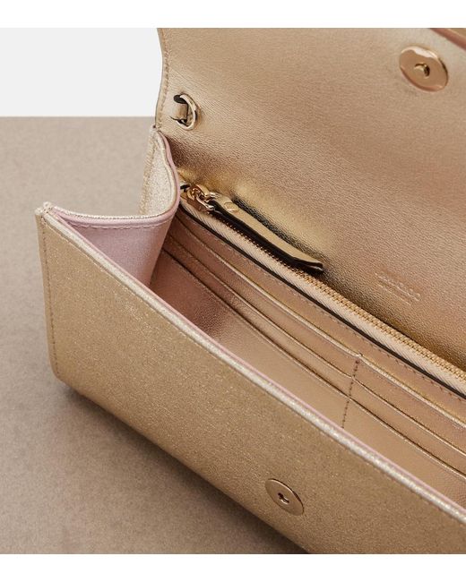 Jimmy Choo Natural Emmie Small Metallic Leather Clutch
