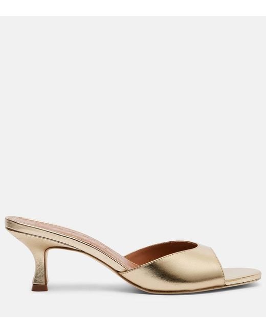 Staud Brown Brigitte 100 Metallic Leather Mules
