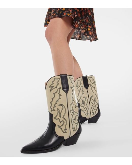 Isabel Marant Natural Duerto Leather & Suede Cowboy Boot