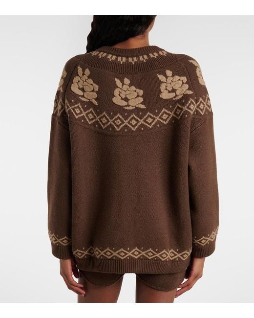 Magda Butrym Brown Fair Isle Jacquard Wool Sweater