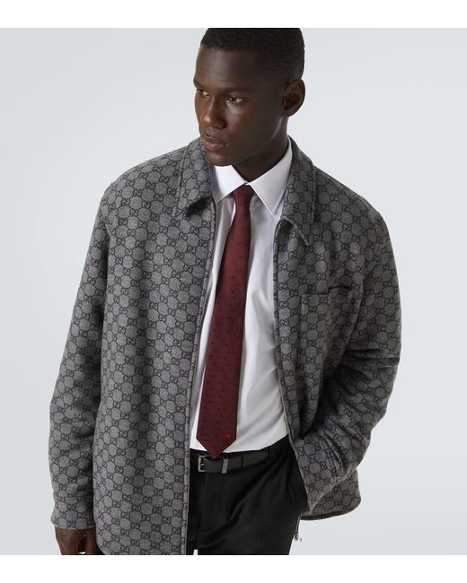 Gucci Embroidered Logo Silk Jacquard Tie for men