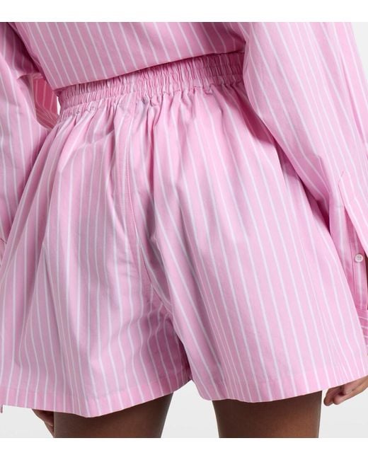 Balenciaga Pink Striped Cotton Poplin Boxers Shorts