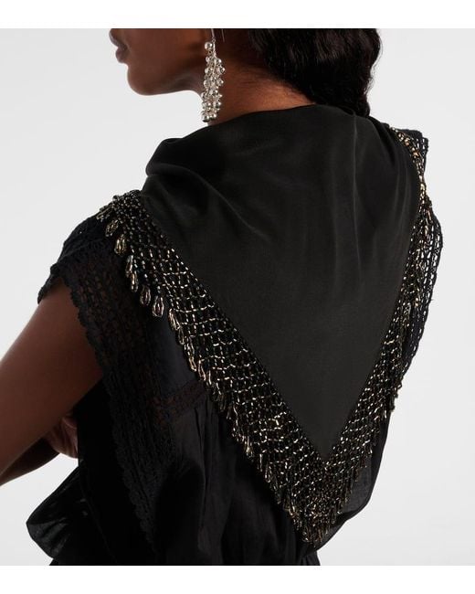 Isabel Marant Black Verziertes Tuch Aus Seide
