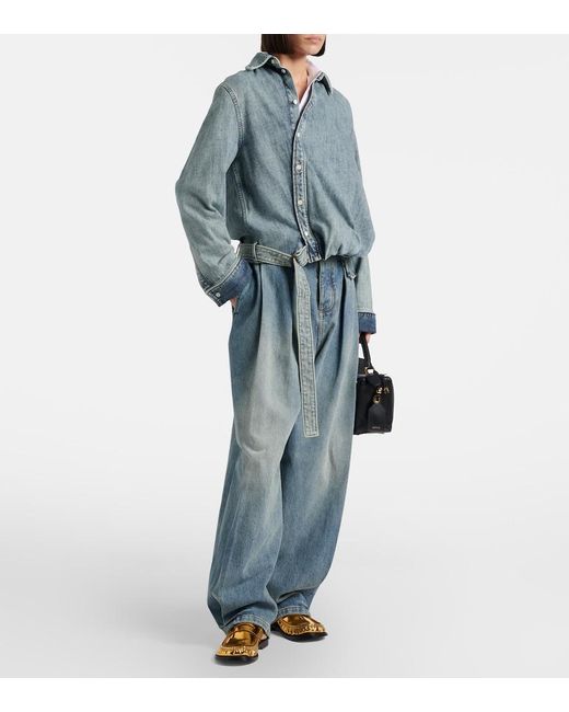 Loewe Blue Draped Belted Denim Shirt