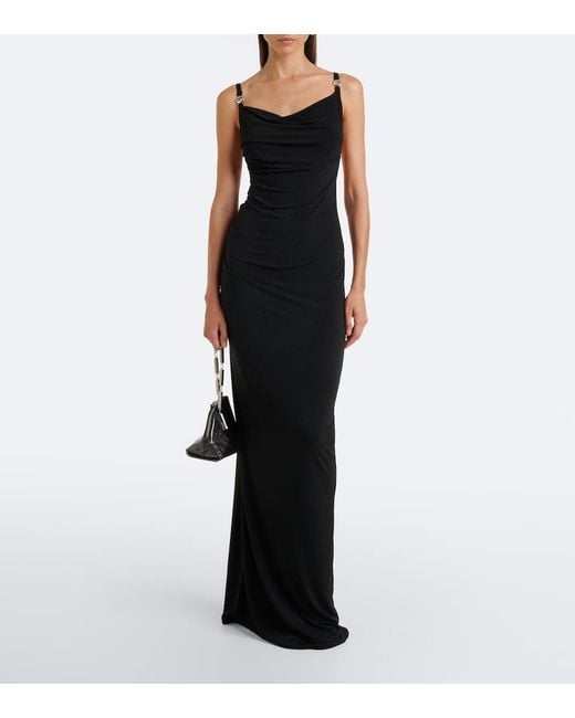 Coperni Black Draped Open-Back Jersey Maxi Dress