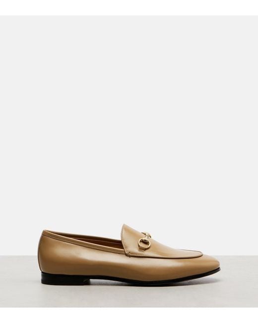 Gucci Natural Jordaan Horsebit Leather Loafers
