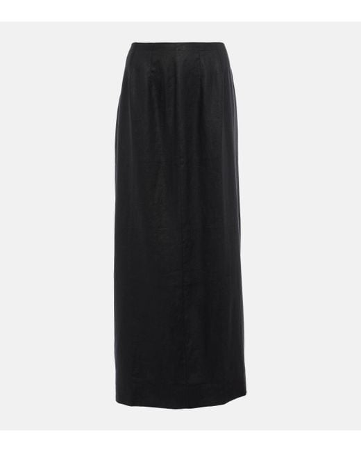 Faithfull The Brand Black Soleil Linen Maxi Skirt