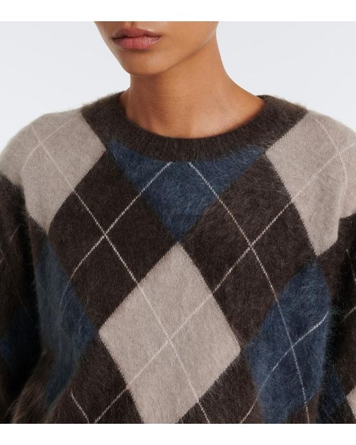Lisa Yang Black Margy Argyle Cashmere Sweater