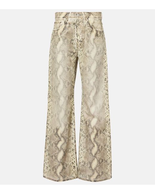 Acne Natural Snake-Print Mid-Rise Wide-Leg Jeans