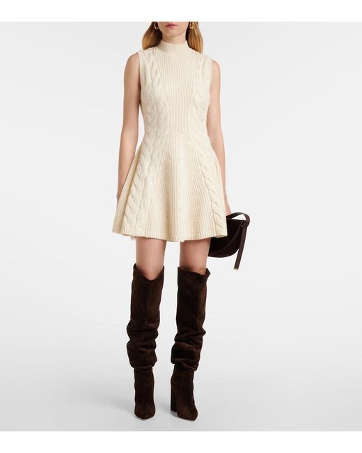 Staud Natural Charade Cable-Knit Wool-Blend Minidress