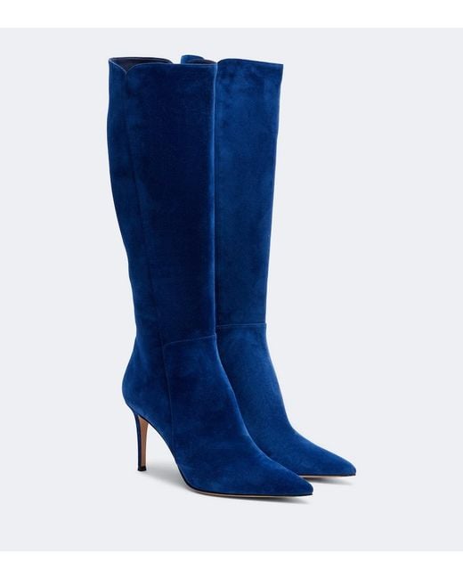 Gianvito Rossi Blue Suede Knee-High Boots