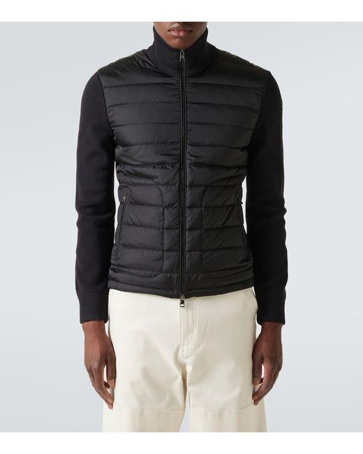 Moncler Black Maglia Down-Paneled Wool-Blend Jacket for men