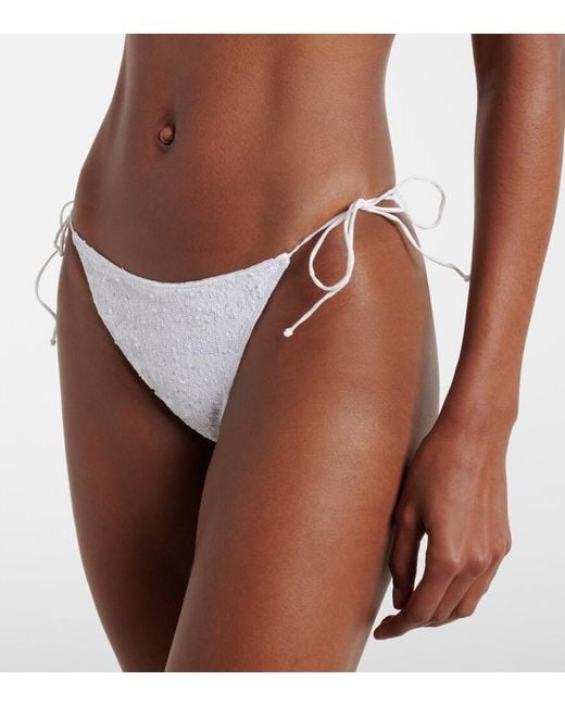 Oseree White Bridal Sequined Bikini