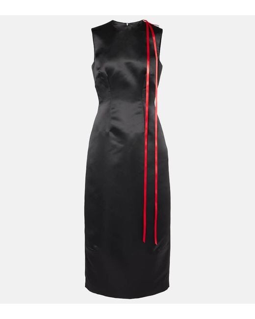 Simone Rocha Black Bow-Detail Satin Midi Dress
