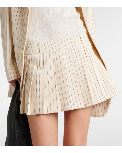 Frankie Shop Natural Blake Pleated Pinstripe Twill Miniskirt