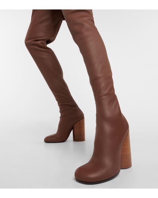 Burberry Leather Over-the-knee Boots in Brown | Lyst