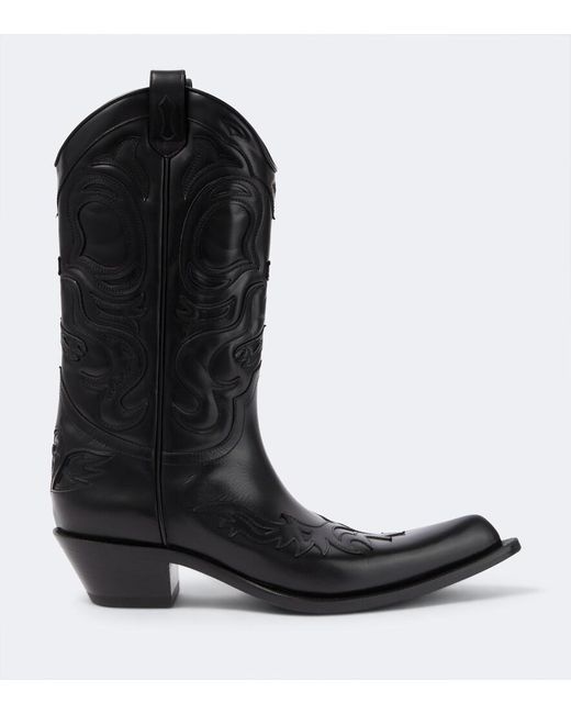 Acne Black Bouni Leather Cowboy Boots for men