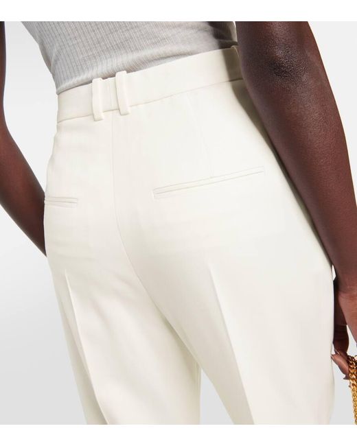 Pantalones anchos de lana de tiro alto Saint Laurent de color White
