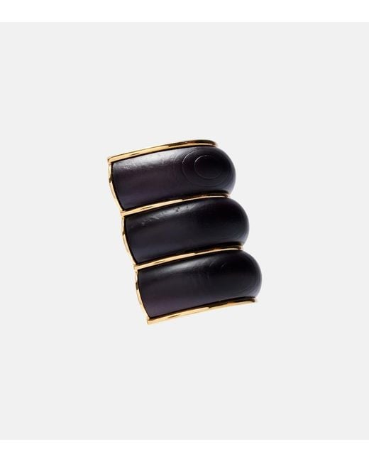 Alaïa Black Bumper Wooden Clip-On Earrings