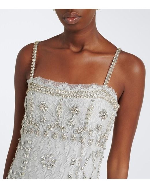 Costarellos White Leona Beaded Lace Cocktail Dress