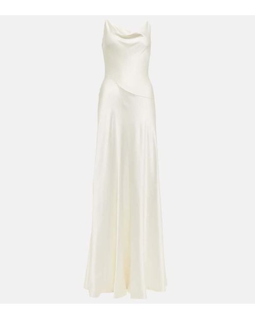 Buy White Satin Midi Dress With V-neck and Side Slit, Sexy Satin Dress for  Special Occasions, White Satin Slip Dress With Deep V-neck Online in India  - Etsy