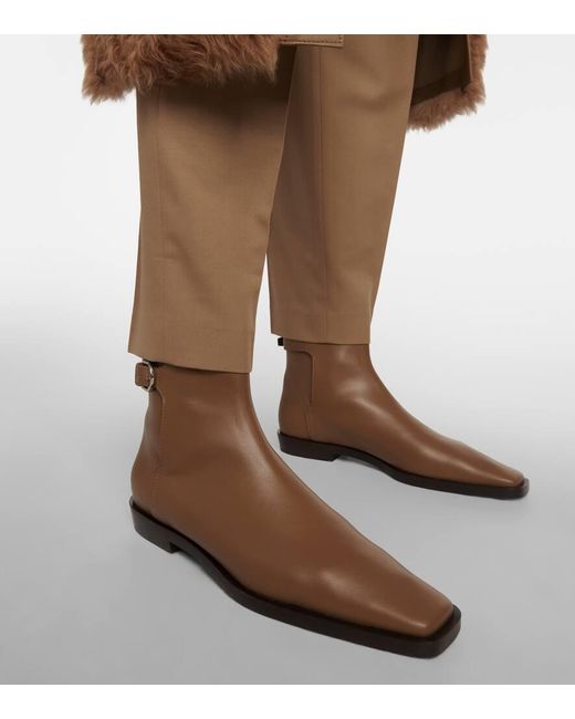 Totême  Brown The Belted Leather Ankle Boots