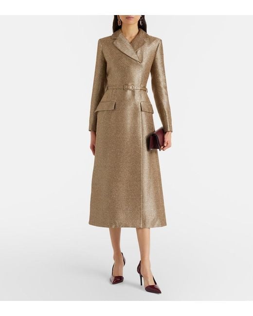 Emilia Wickstead Brown Kalonice Belted Sequined Tweed Midi Dress