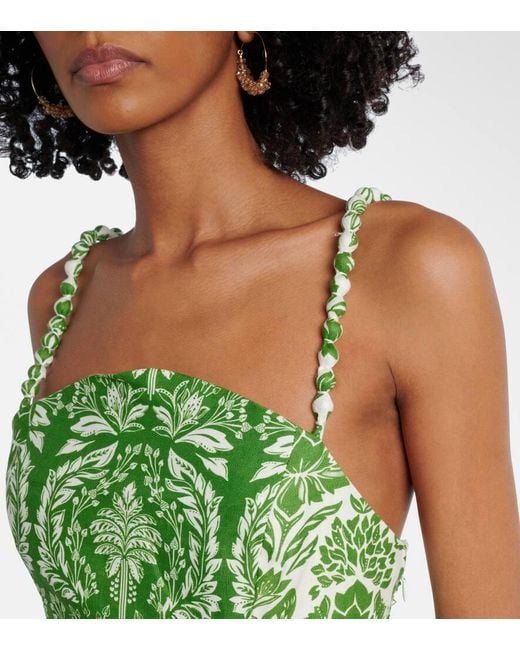 Farm Rio Green Bedrucktes Maxikleid Aus Baumwolle