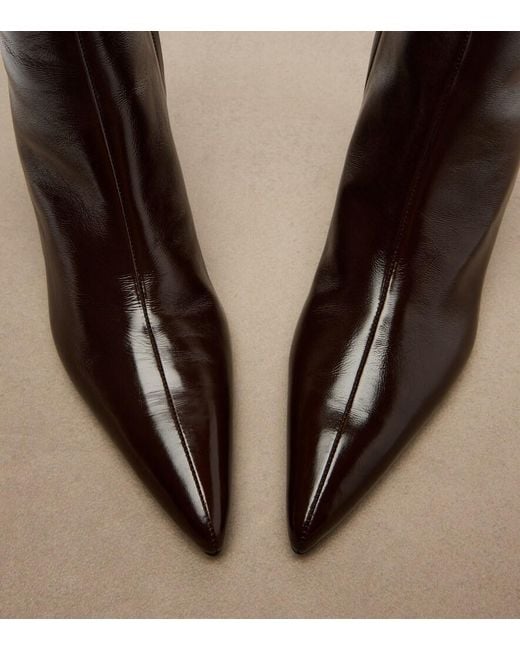 Khaite Black Sybil Leather Ankle Boots