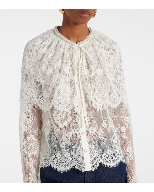 Self-Portrait White Cardigan Aus Spitze