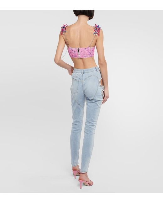 Area Pink Heart Embellished Crop Top